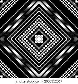 Square fabric pattern, geometric ethnic oriental seamless pattern traditional Design for background,carpet,wallpaper.clothing,wrapping,Batik fabric,Vector illustration.embroidery style.