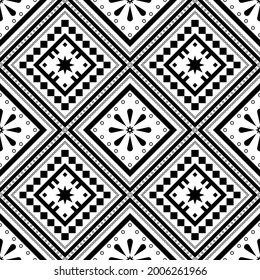 Square fabric pattern, geometric ethnic pattern seamless flower color oriental. Background, Design for fabric, curtain, carpet, wallpaper, clothing, wrapping, Batik, vector illustration ,carpet.