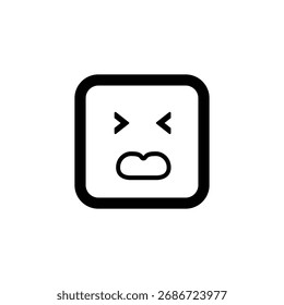 Square face emoticon showing disgust expression
