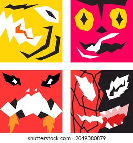 fondo de ilustración del monstruo de la cara cuadrada