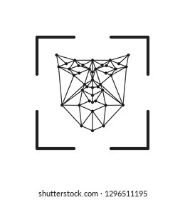 Square facial recognition identification scan line art vector icon for apps and websites - Vector illustration