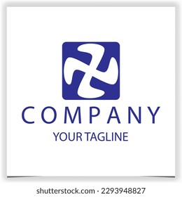 logotipo de ventilador cuadrado premium elegante plantilla vectorial eps 10
