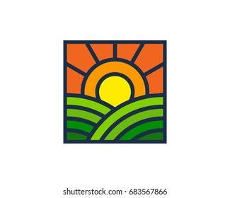 Square Farm Icon Logo Design Element
