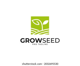 Square Farm Logo Sprout Plant Stock Vector (Royalty Free) 2032695530