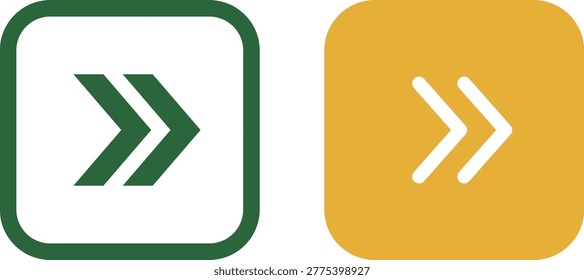 Square fast forward and next track button icons isolated on transparent background