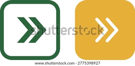 Square fast forward and next track button icons isolated on transparent background