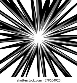Square fight stamp for card Comic radial lines background Manga or anime speed graphic texture Superhero action frame Explosion vector illustration Sun rays or star burst element