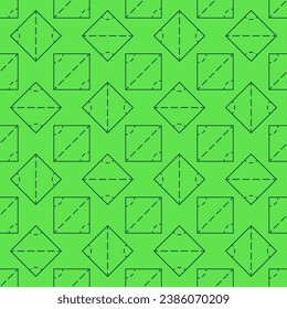 Square Figure thin line green seamless pattern - Geometry Science concept vector background