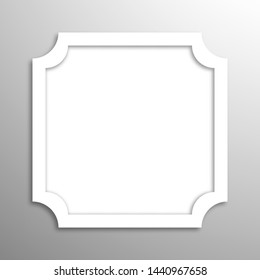 Square figured frame for a card or picture. Element for design with shadow