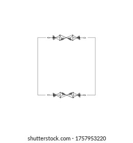Square filigree frame. Hand drawn decorative divider. Vector.