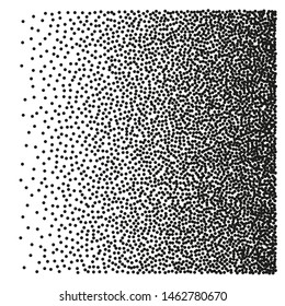 A square filled with very small dots, points. The effect of stippling to create textured backgrounds. Vector illustration