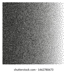 A square filled with very small dots, points. The effect of stippling to create textured backgrounds. Vector illustration