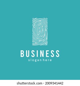 square finger print fingerprint lock secure security logo vector icon Design illustration