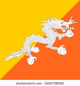 Square Flag Bhutan, Square Bhutan Flag