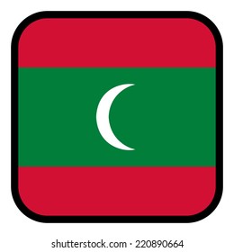 Square flag button series - Maldives