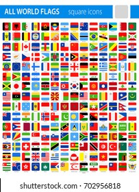 Square Flag Icons - All World Vector illustration