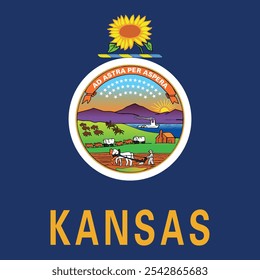 Bandeira quadrada do estado federal do KANSAS dos Estados Unidos da América