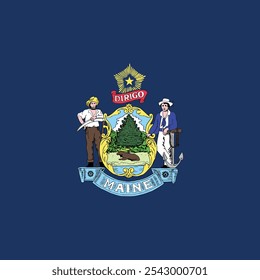 Square flag of the United States of America federal state of MAINE