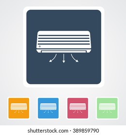 Square flat buttons icon of Air Conditioner. Eps-10.