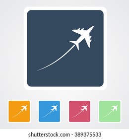 Square flat buttons icon of Airplane. Eps-10.