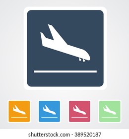 Square flat buttons icon of Airplane. Eps-10.