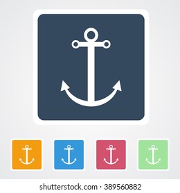 Square flat buttons icon of Anchor. Eps-10.