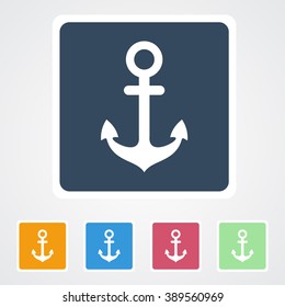 Square flat buttons icon of Anchor. Eps-10.