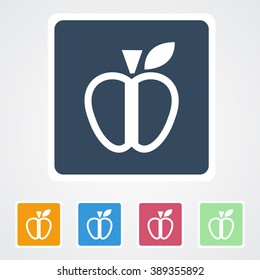 Square flat buttons icon of Apple. Eps-10.