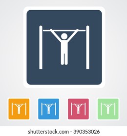 Square flat buttons icon of Athlete. Eps-10. 