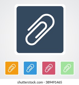 Square flat buttons icon of Attachment, Paperclip. Eps-10.