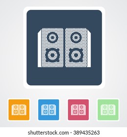 Square flat buttons icon of Audio Speaker. Eps-10.