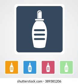 Square flat buttons icon of Baby Milk bottle. Eps-10.
