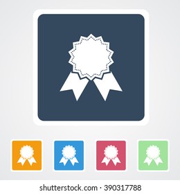 Square flat buttons icon of Badge. Eps-10. 