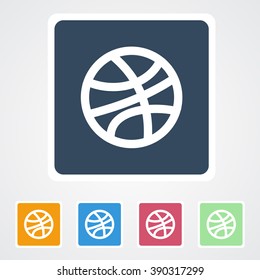 Square flat buttons icon of Basketball. Eps-10. 
