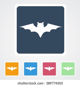 Square flat buttons icon of Bat Animal. Eps-10.