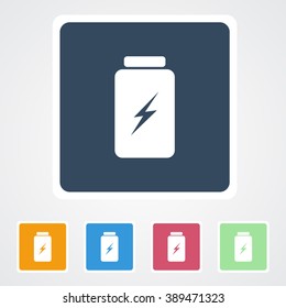 Square flat buttons icon of Battery. Eps-10.