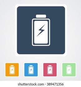 Square flat buttons icon of Battery. Eps-10.