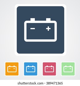 Square flat buttons icon of Battery. Eps-10.