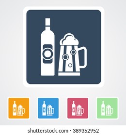 Square flat buttons icon of Beer. Eps-10.