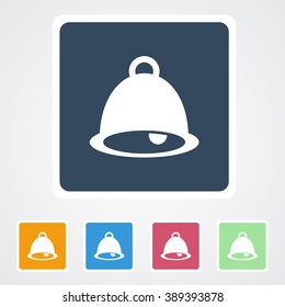 Square flat buttons icon of Bell. Eps-10.