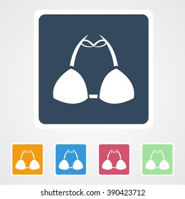 Square flat buttons icon of Bikini. Eps-10. 