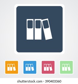 Square flat buttons icon of Binders. Eps-10. 
