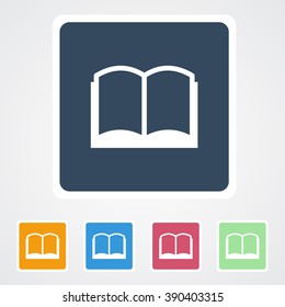 Square flat buttons icon of Book. Eps-10. 