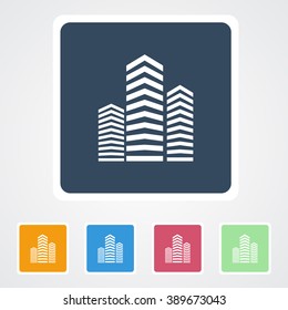 Square flat buttons icon of Building. Eps-10.