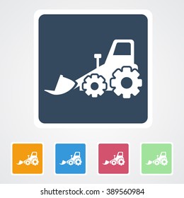 Square flat buttons icon of Bulldozer. Eps-10.