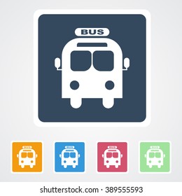 Square flat buttons icon of Bus. Eps-10.