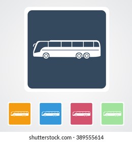 Square flat buttons icon of Bus. Eps-10.