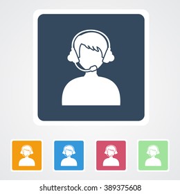 Square flat buttons icon of Call Operator or Call Center. Eps-10.