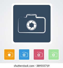 Square flat buttons icon of Camera. Eps-10.
