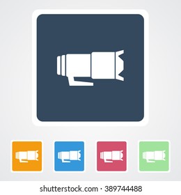 Square flat buttons icon of Camera Lens. Eps-10.